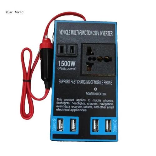 Convertisseur de Voiture 1500W 12V/24V à 220V avec Charge Rapide et 4 Ports USB