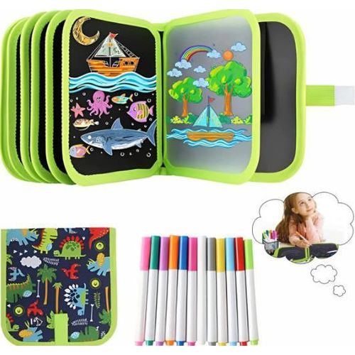 Livres de gribouillage effaçables avec 12 stylos de coloriage, jouets de voyage portables
