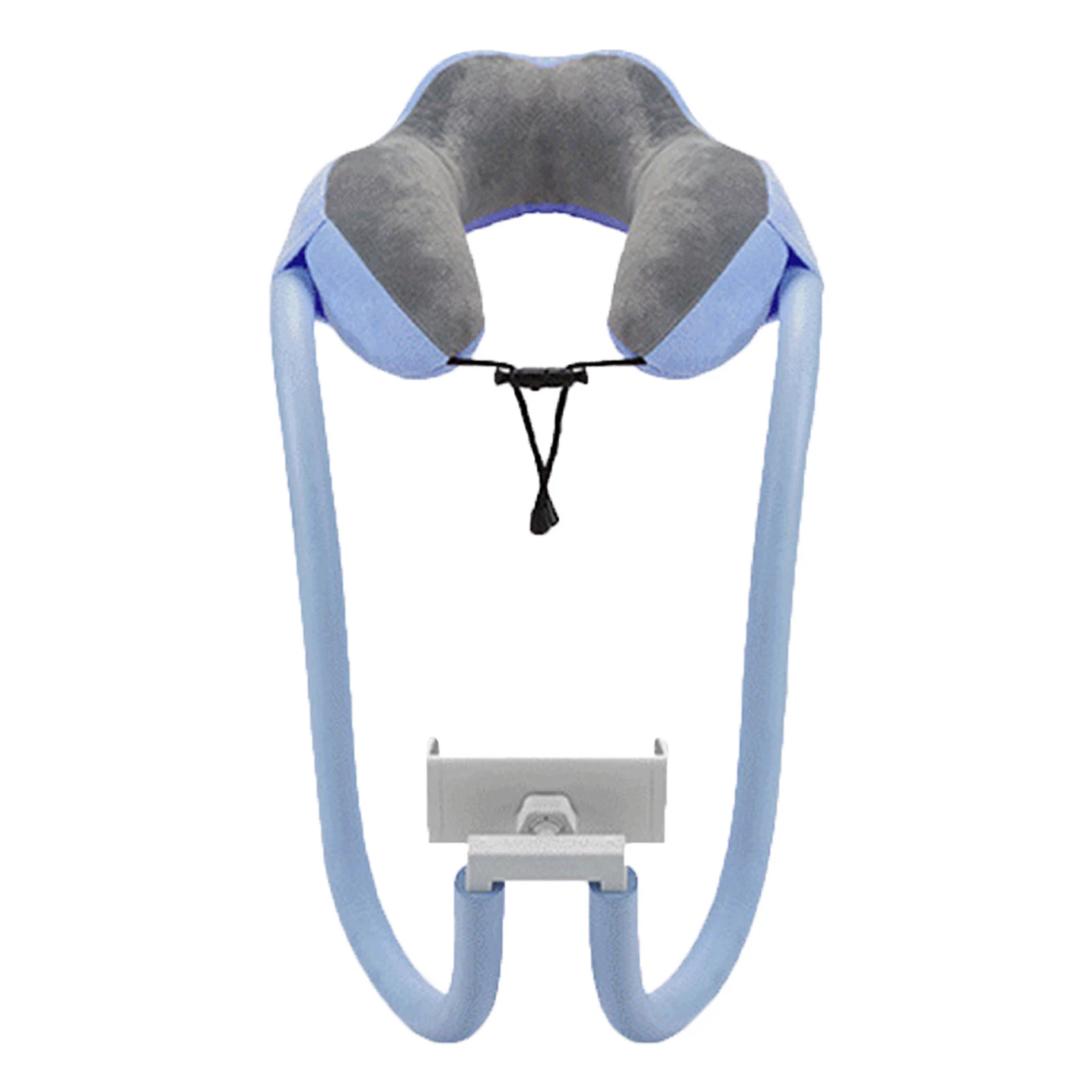 Oreiller de cou avec support téléphone portable réglable  2 en 1 (bleu)
