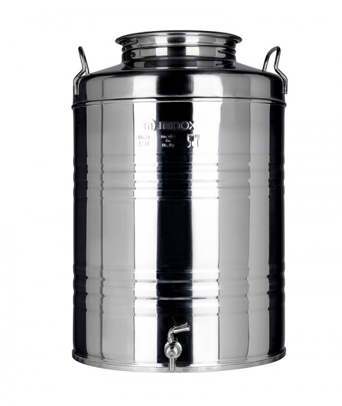 Bidon pour Huile D'olive en Acier Inoxydable alimentaire + Robinet 50L